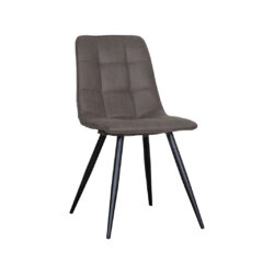 LABEL51 Eetkamerstoel Bistro - Antraciet - Micro Suede - Zwart Metalen Frame