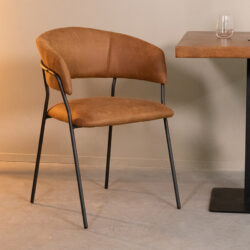 pro_93125_img_8771152 LABEL51 Eetkamerstoel Luuk - Cognac - Micro Suede - Zwart Metalen Frame