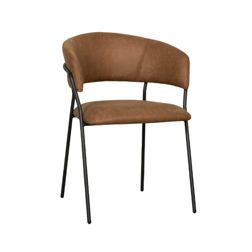 pro_93125_img_8771153 LABEL51 Eetkamerstoel Luuk - Cognac - Micro Suede - Zwart Metalen Frame