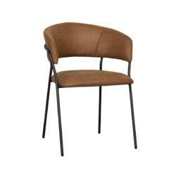 pro_93125_img_8771153 LABEL51 Eetkamerstoel Luuk - Cognac - Micro Suede - Zwart Metalen Frame