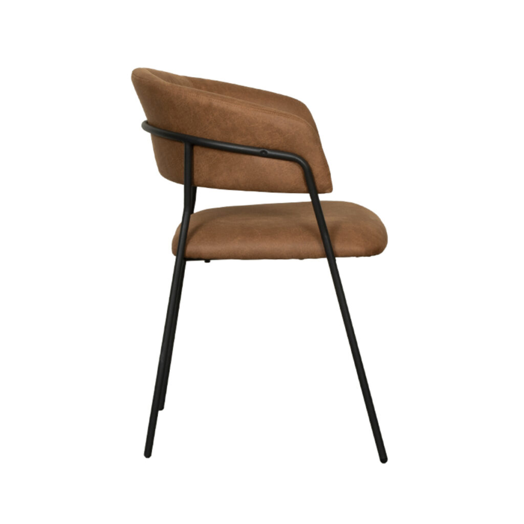 pro_93125_img_8771154 LABEL51 Eetkamerstoel Luuk - Cognac - Micro Suede - Zwart Metalen Frame