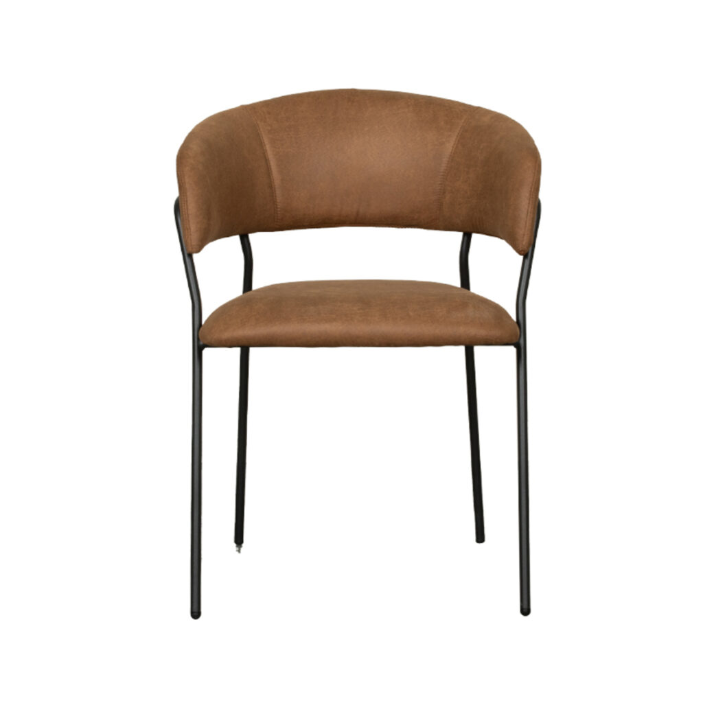 pro_93125_img_8771155 LABEL51 Eetkamerstoel Luuk - Cognac - Micro Suede - Zwart Metalen Frame