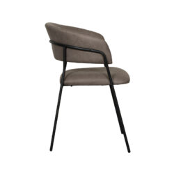 LABEL51 Eetkamerstoel Luuk - Taupe - Micro Suede - Zwart Metalen Frame