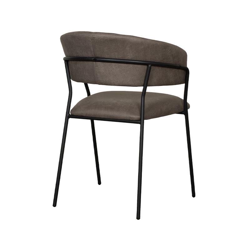 LABEL51 Eetkamerstoel Luuk - Taupe - Micro Suede - Zwart Metalen Frame