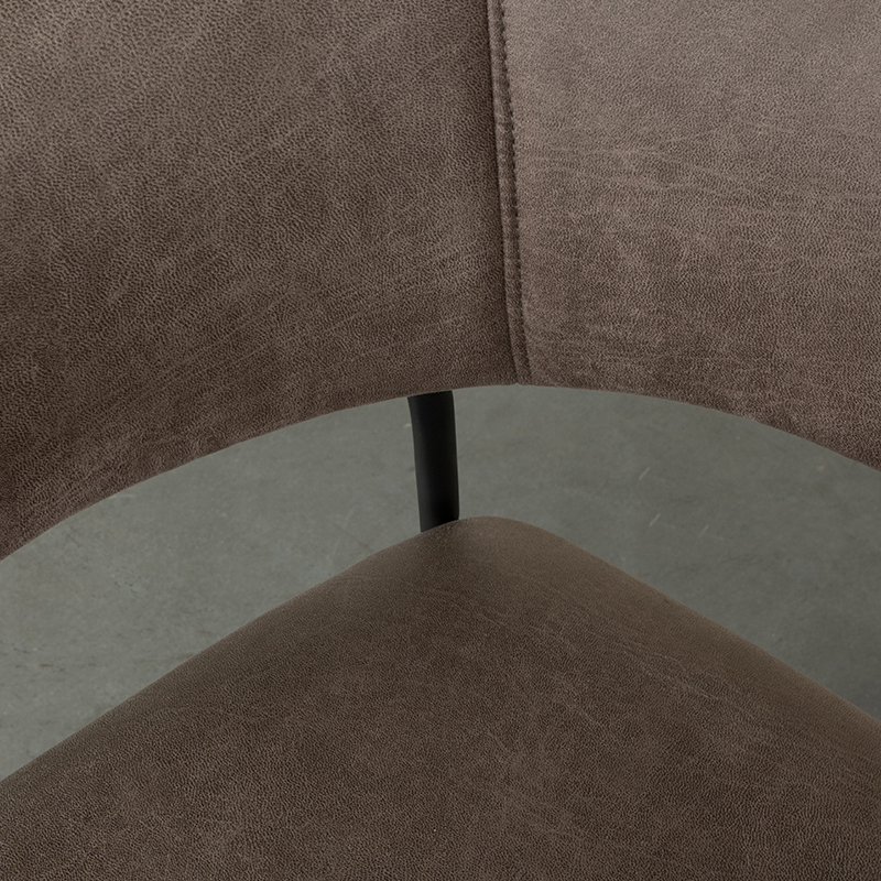 LABEL51 Eetkamerstoel Luuk - Taupe - Micro Suede - Zwart Metalen Frame
