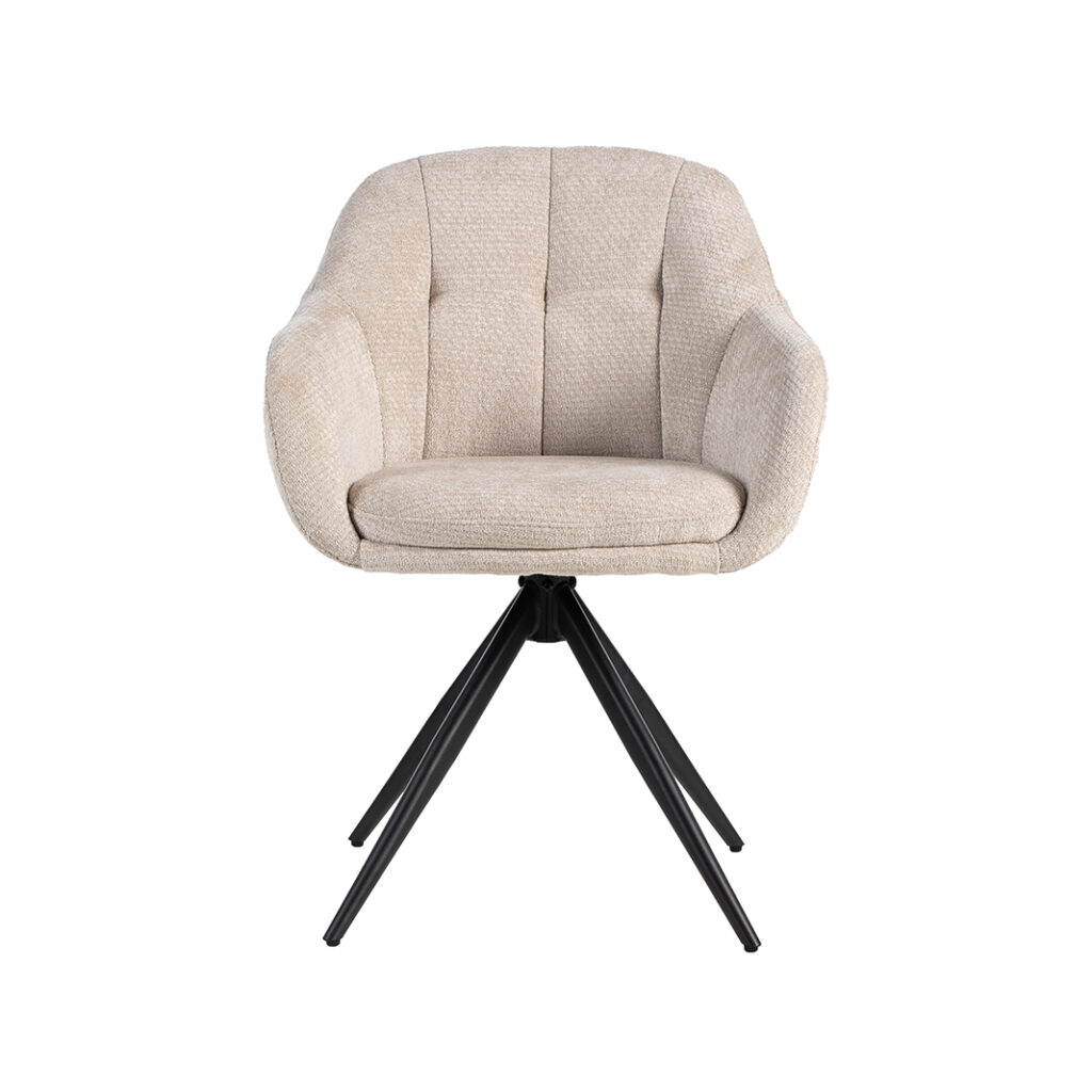 LABEL51 Eetkamerstoel Esma - Naturel - Elite - Zwart Metalen Frame