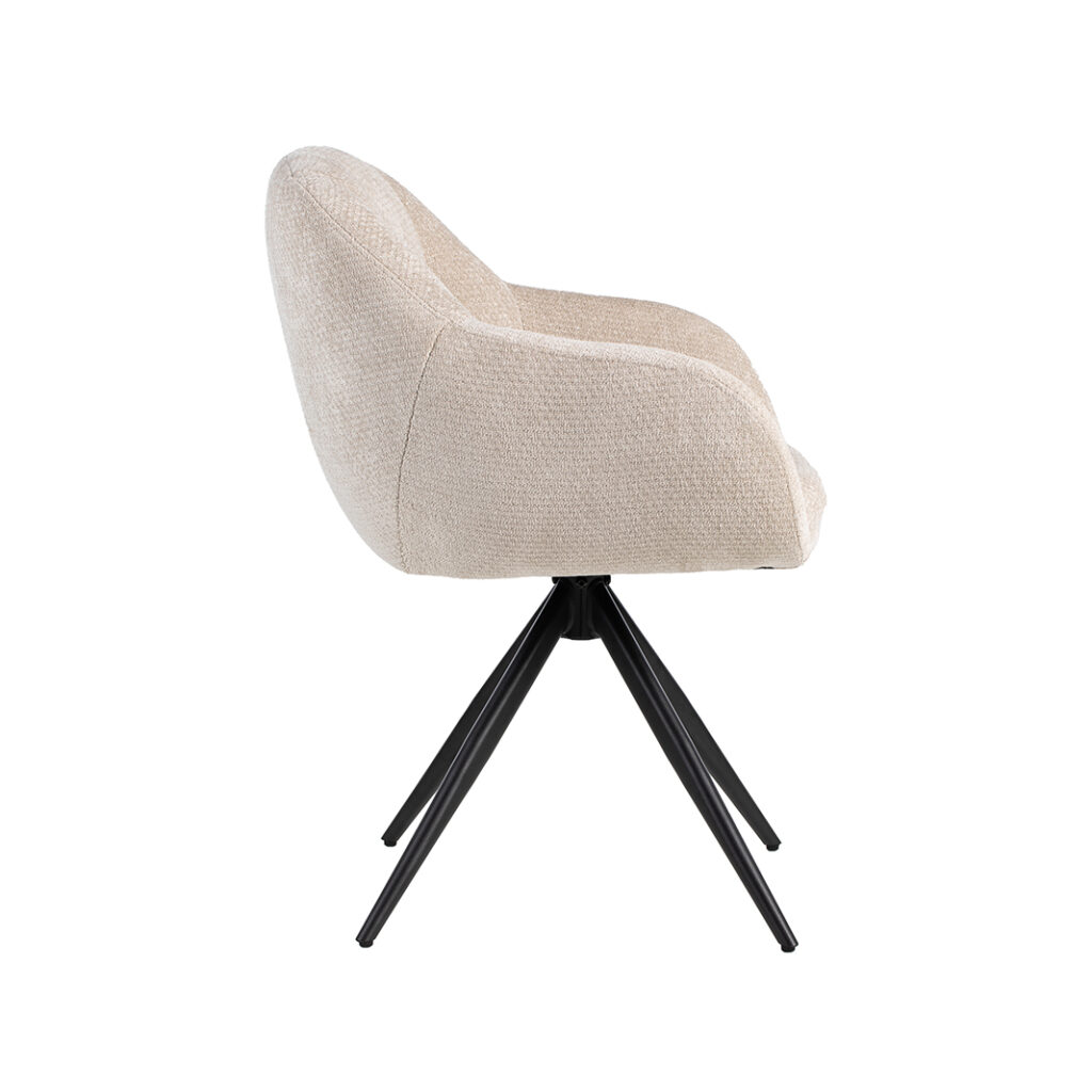 LABEL51 Eetkamerstoel Esma - Naturel - Elite - Zwart Metalen Frame