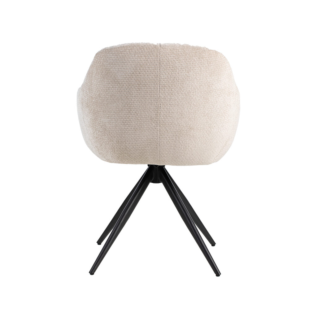 LABEL51 Eetkamerstoel Esma - Naturel - Elite - Zwart Metalen Frame