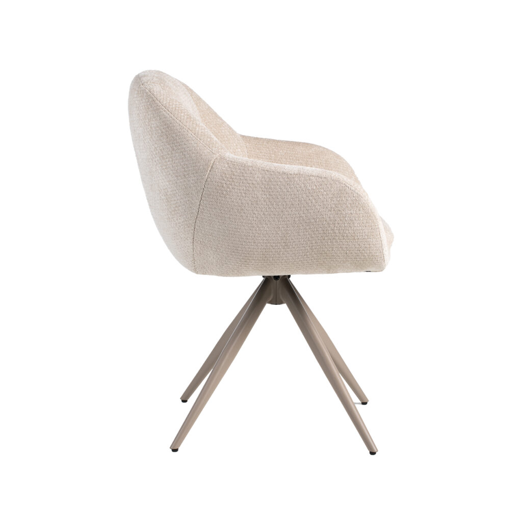 LABEL51 Eetkamerstoel Esma - Naturel - Elite - Taupe Metalen Frame