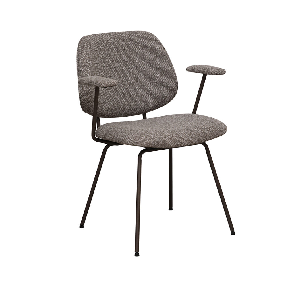 LABEL51 Eetkamerstoel Loreto - Mushroom - Royal Boucle - Brons Metalen Frame