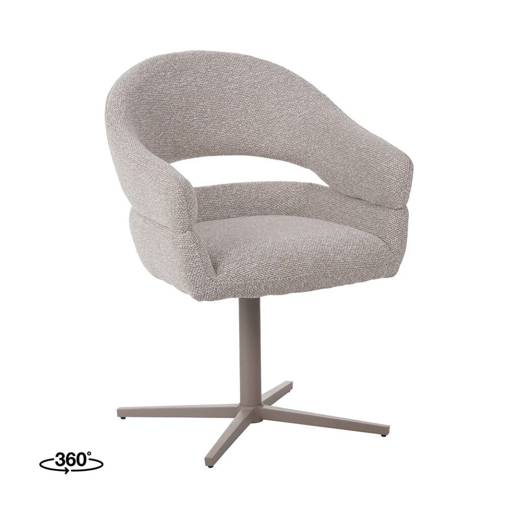 LABEL51 Eetkamerstoel Donna - Naturel - Royal Boucle - Taupe Metalen Frame