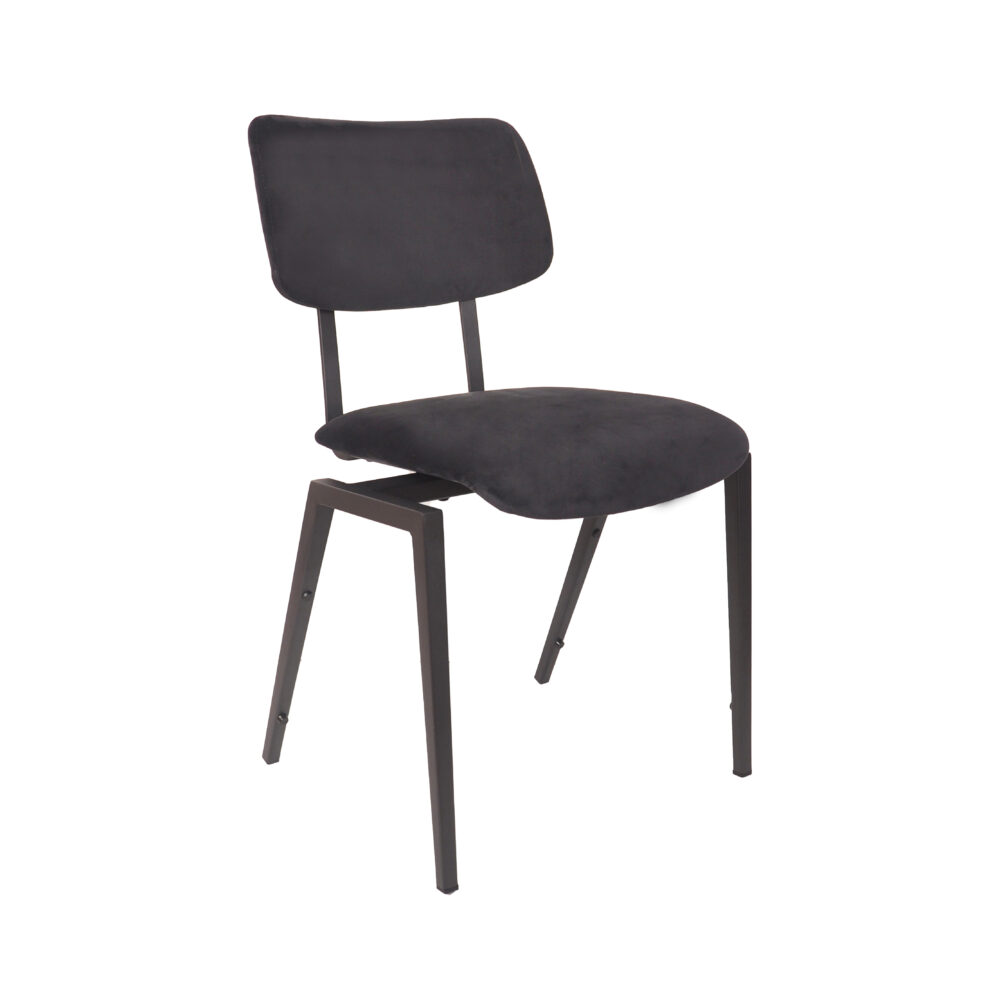 LABEL51 Eetkamerstoel Stapelbaar - Taupe - Fluweel - Zwart Metalen Frame
