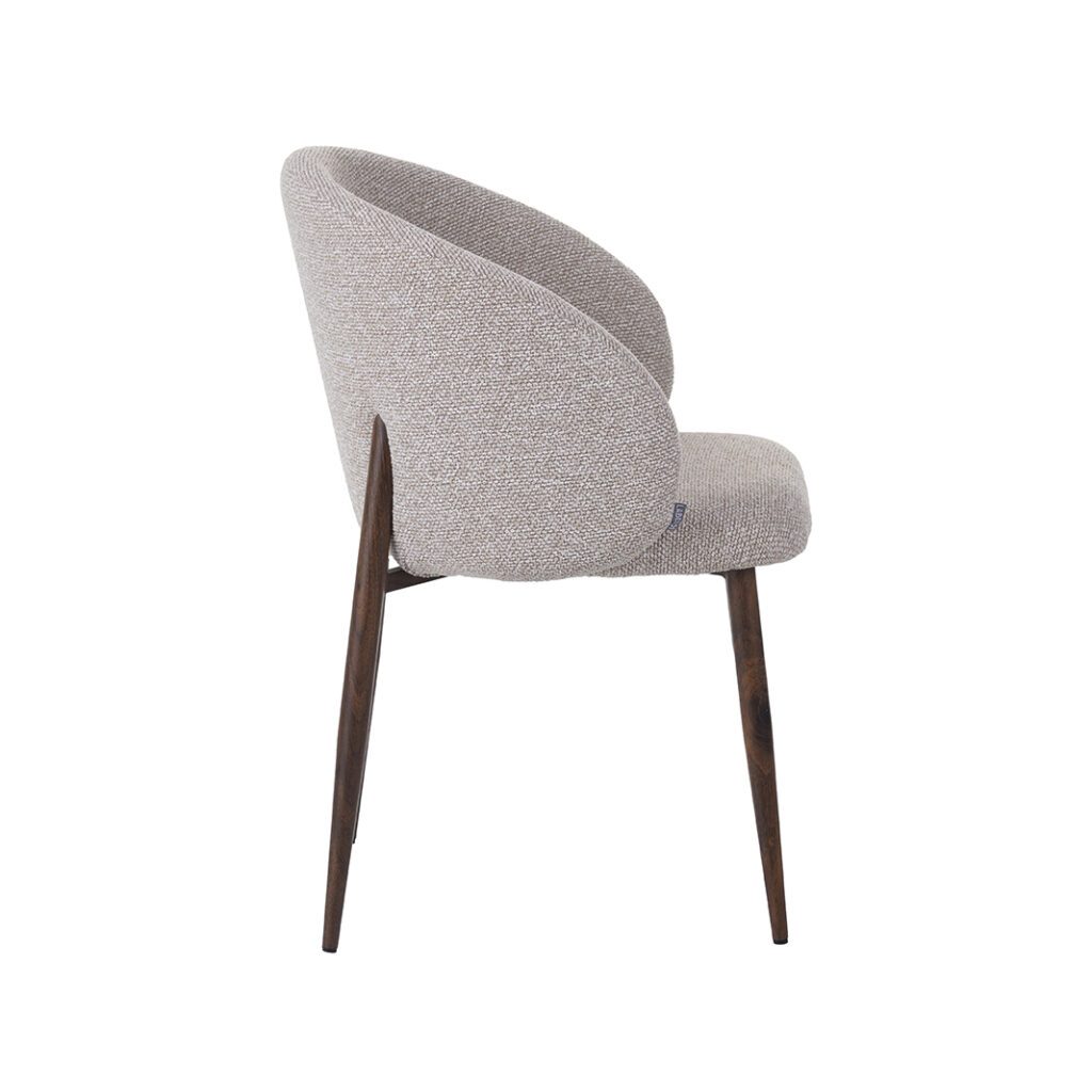 LABEL51 Eetkamerstoel Yuki - Naturel - Royal Boucle - Walnoot Houten Frame