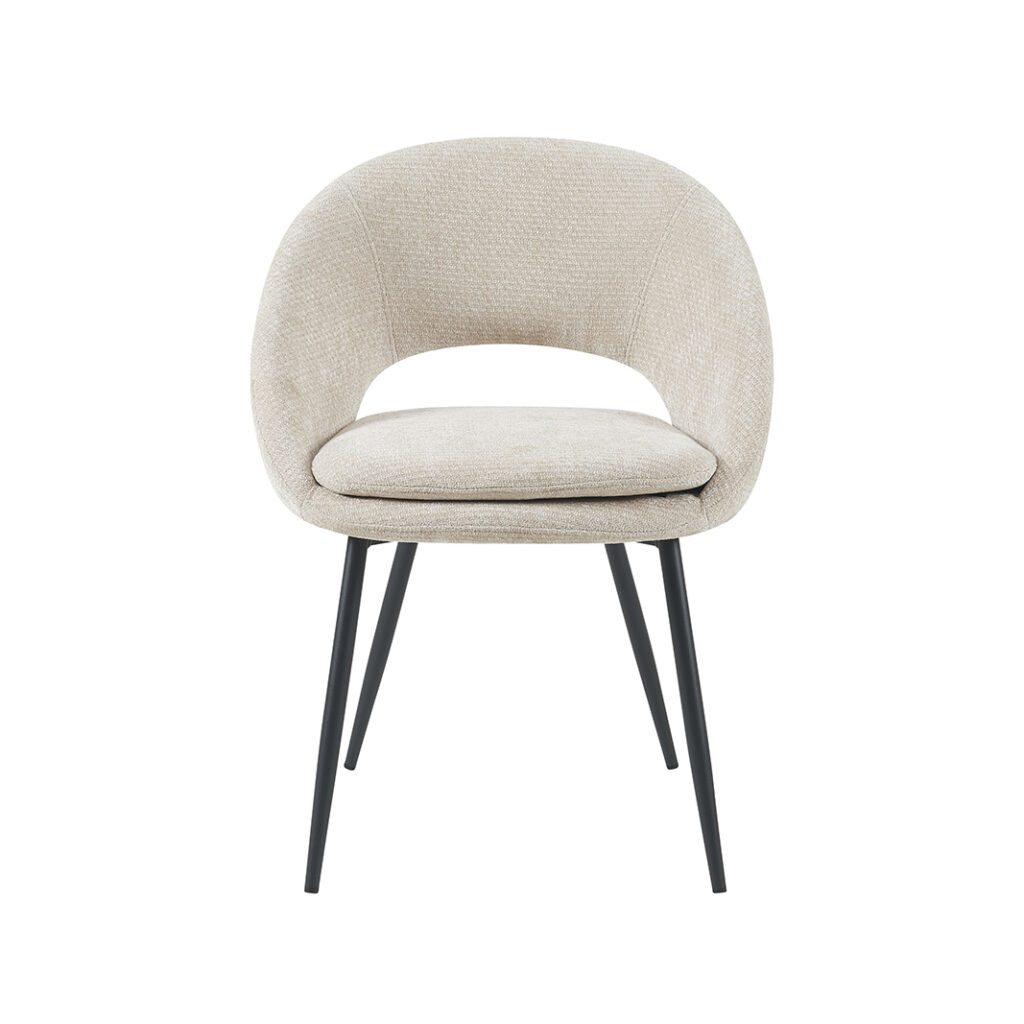 LABEL51 Eetkamerstoel Zohra - Naturel - Elite - Zwart Metalen Frame