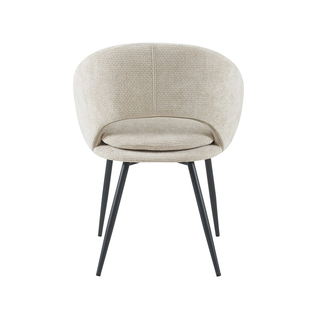 LABEL51 Eetkamerstoel Zohra - Naturel - Elite - Zwart Metalen Frame