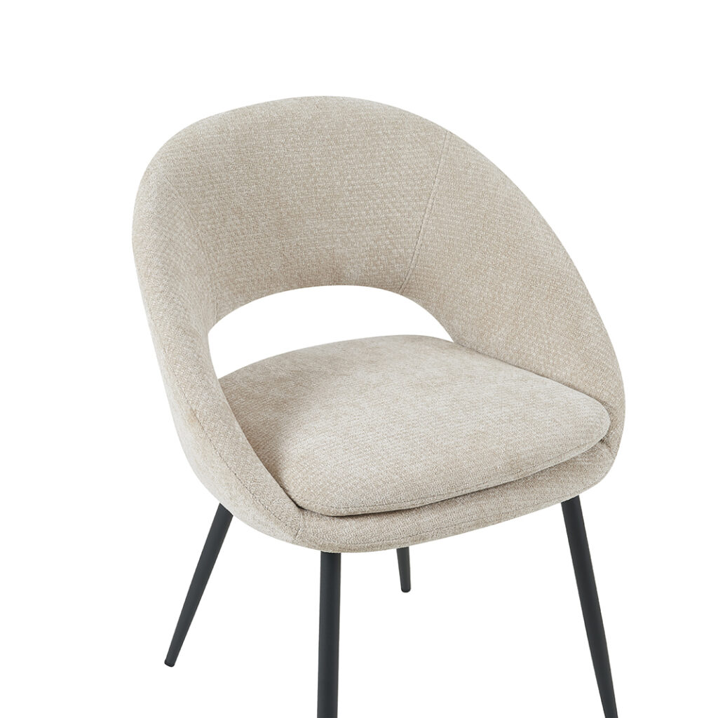 LABEL51 Eetkamerstoel Zohra - Naturel - Elite - Zwart Metalen Frame