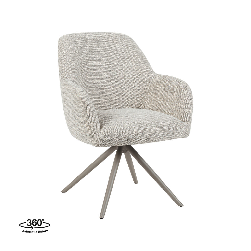 LABEL51 Eetkamerstoel Sayuri - Naturel - Royal Boucle - Taupe Metalen Frame