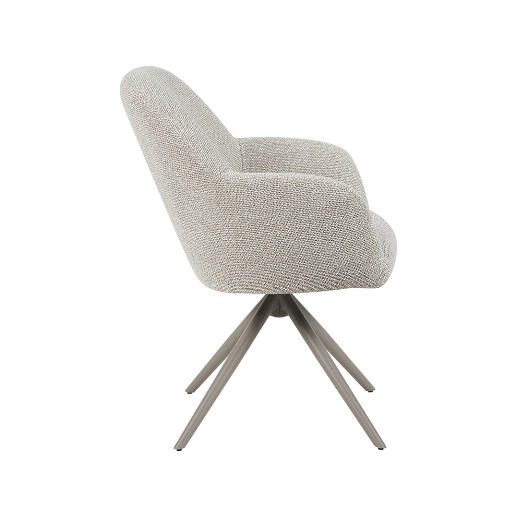 LABEL51 Eetkamerstoel Sayuri - Naturel - Royal Boucle - Taupe Metalen Frame