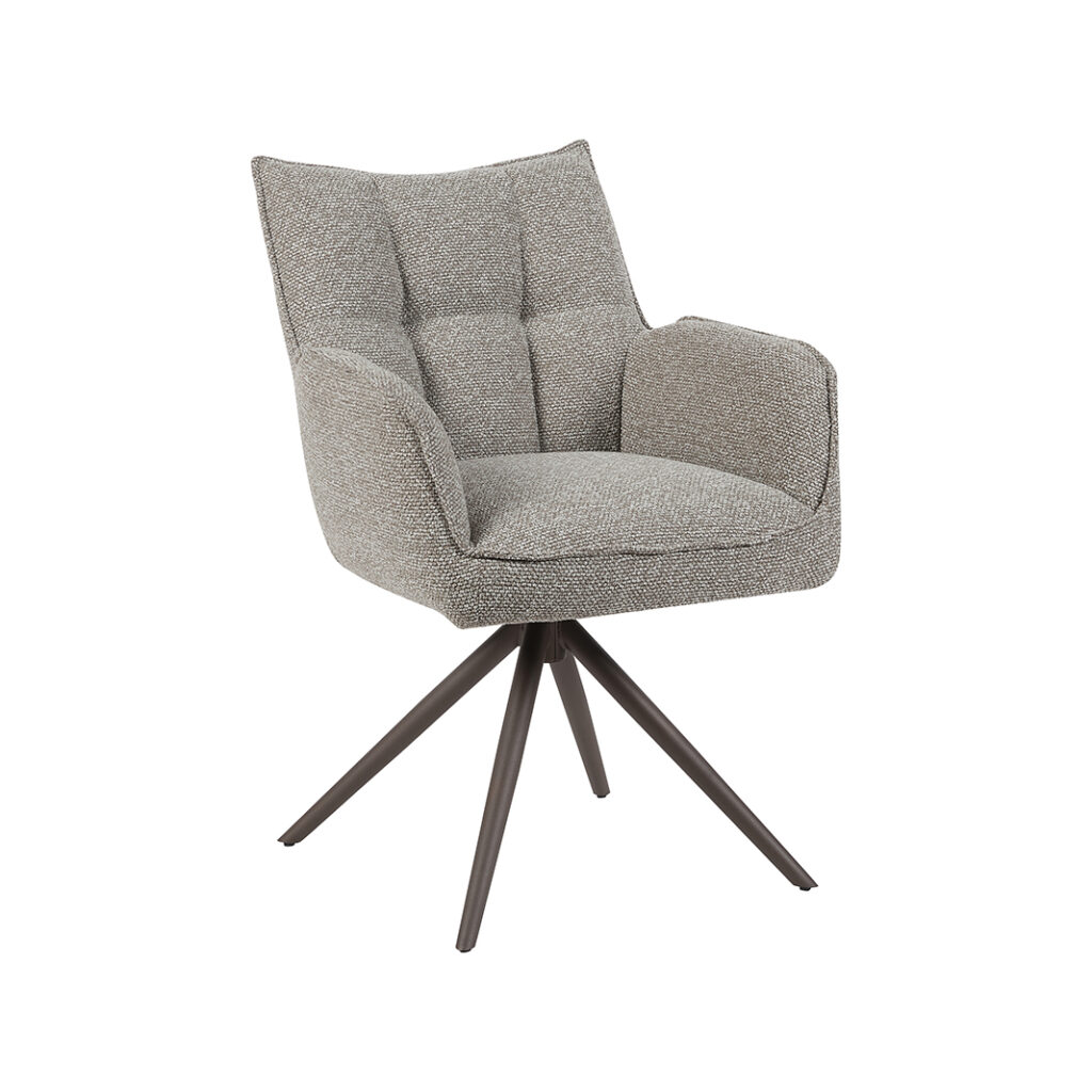 LABEL51 Eetkamerstoel Amalfi - Mushroom - Royal Boucle - Brons Metalen Frame