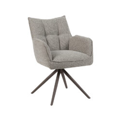 LABEL51 Eetkamerstoel Amalfi - Mushroom - Royal Boucle - Brons Metalen Frame