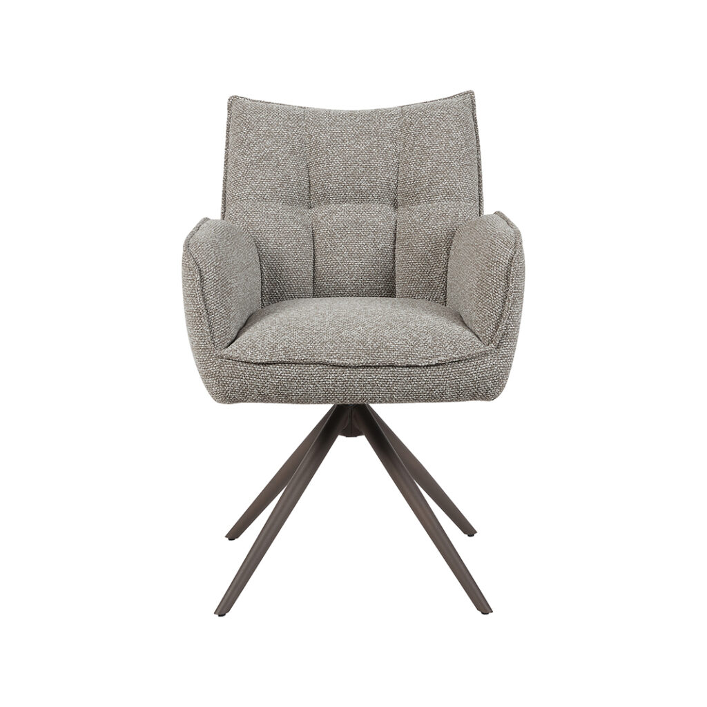 LABEL51 Eetkamerstoel Amalfi - Mushroom - Royal Boucle - Brons Metalen Frame