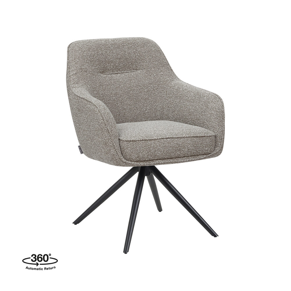 pro_96706_img_8813574 LABEL51 Eetkamerstoel Akira - Mushroom - Royal Boucle - Zwart Metalen Frame