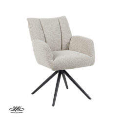 LABEL51 Eetkamerstoel Padua - Naturel - Royal Boucle - Zwart Metalen Frame