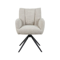 LABEL51 Eetkamerstoel Padua - Naturel - Royal Boucle - Zwart Metalen Frame