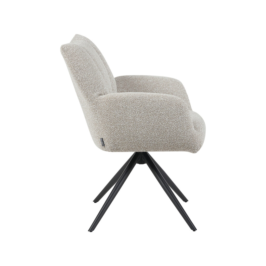 LABEL51 Eetkamerstoel Padua - Naturel - Royal Boucle - Zwart Metalen Frame