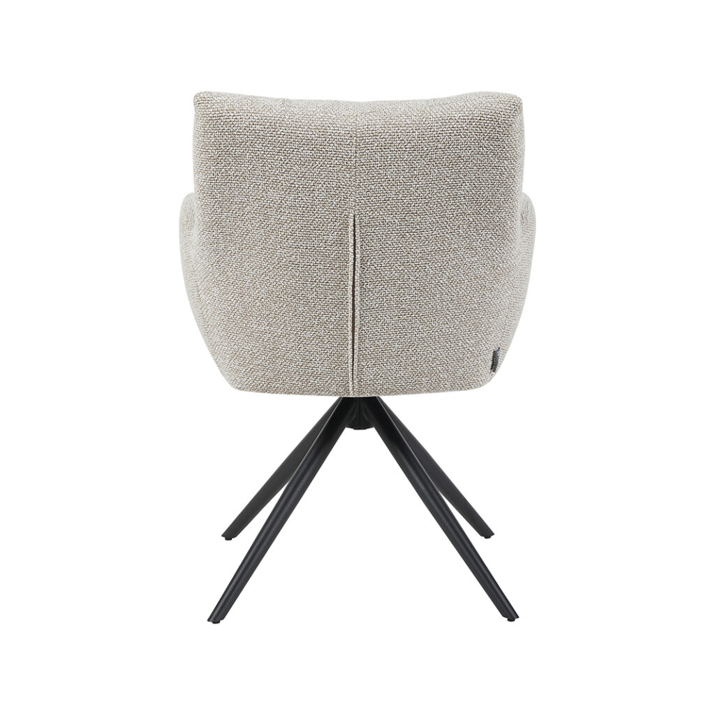 LABEL51 Eetkamerstoel Padua - Naturel - Royal Boucle - Zwart Metalen Frame