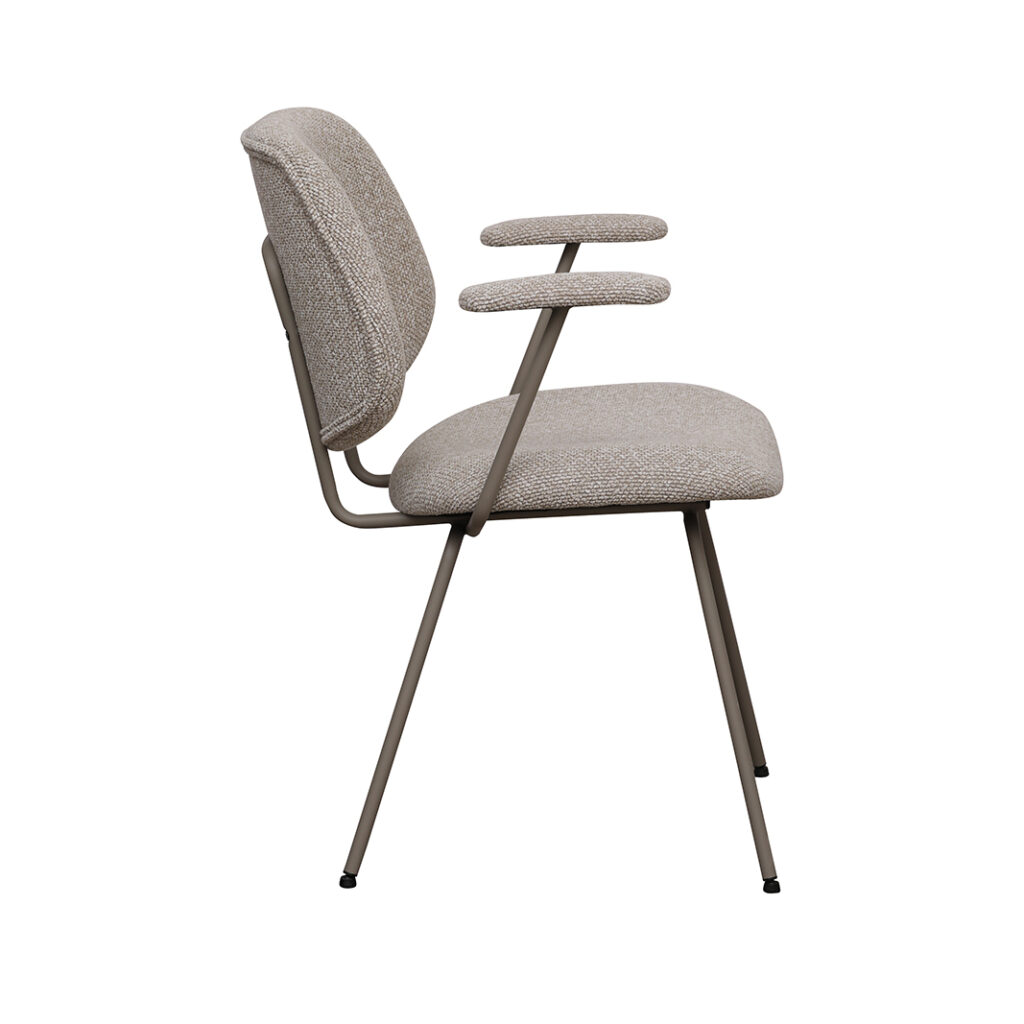 LABEL51 Eetkamerstoel Loreto - Naturel - Royal Boucle - Taupe Metalen Frame