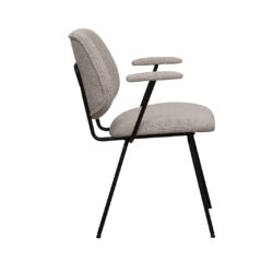 LABEL51 Eetkamerstoel Loreto - Naturel - Royal Boucle - Zwart Metalen Frame