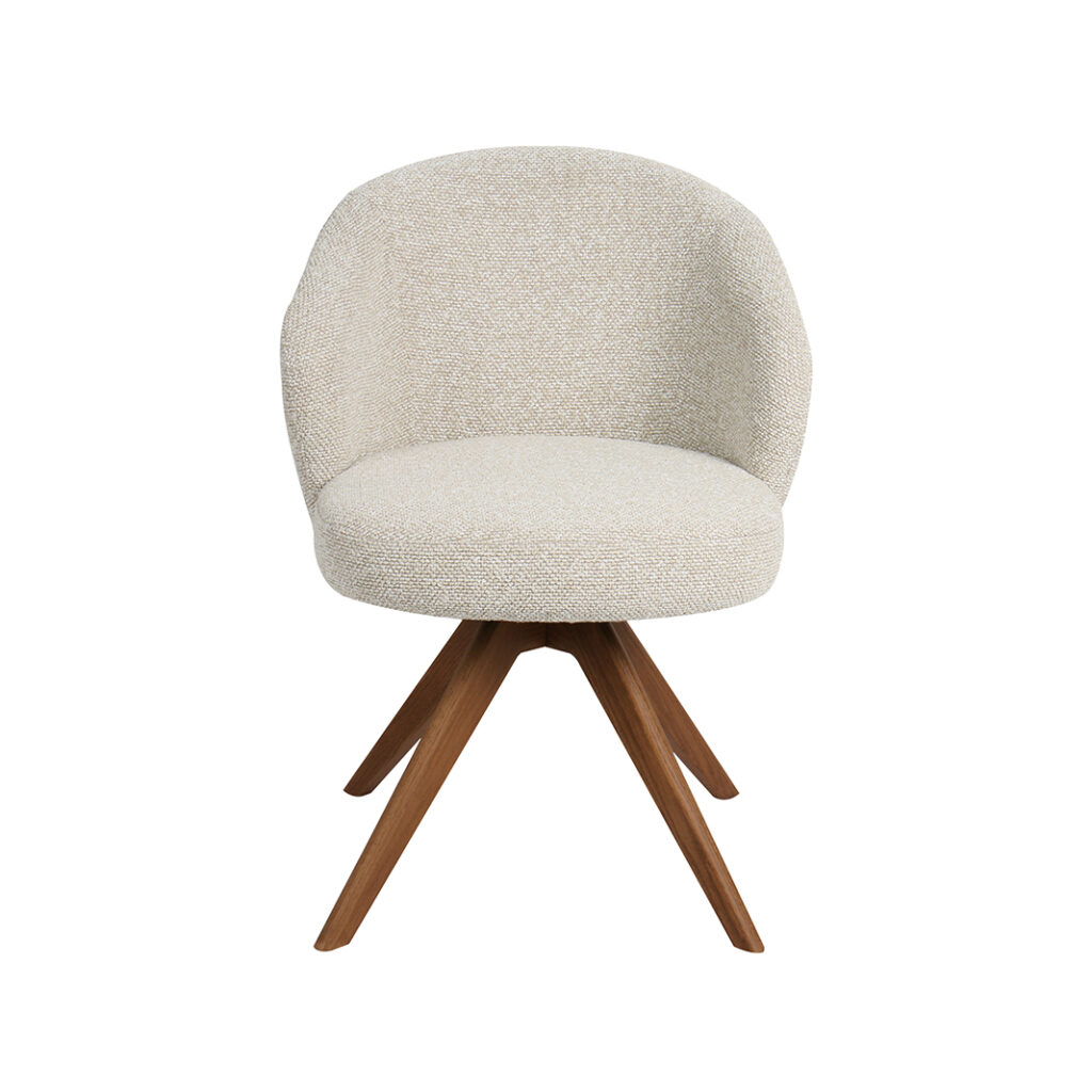 LABEL51 Eetkamerstoel Sabi - Naturel - Royal Boucle - Walnoot Houten Frame