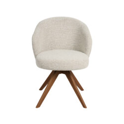 LABEL51 Eetkamerstoel Sabi - Naturel - Royal Boucle - Walnoot Houten Frame