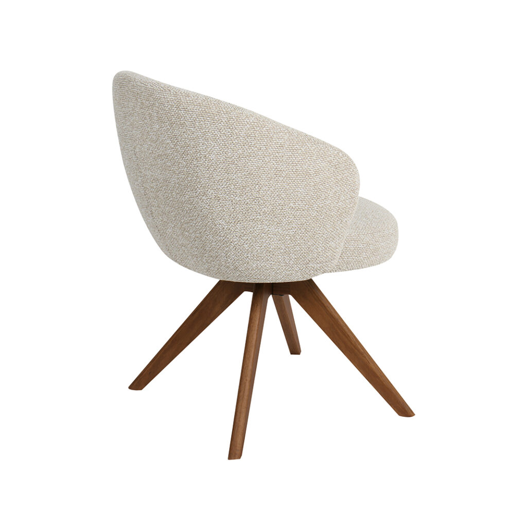 LABEL51 Eetkamerstoel Sabi - Naturel - Royal Boucle - Walnoot Houten Frame