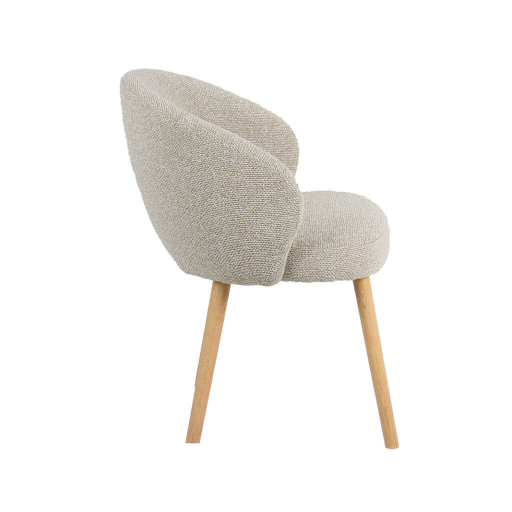 LABEL51 Eetkamerstoel Shiro - Naturel - Royal Boucle - Naturel Houten Frame