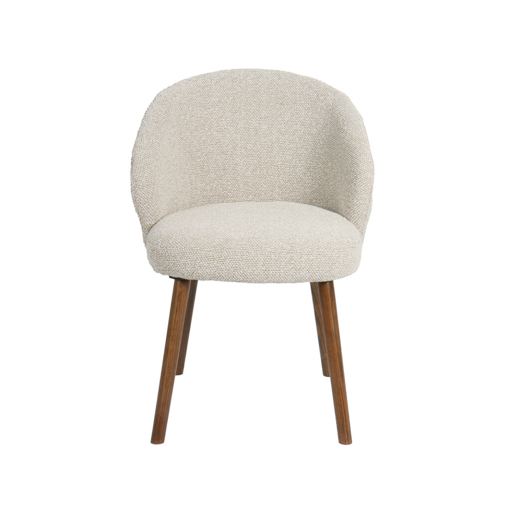 LABEL51 Eetkamerstoel Shiro - Naturel - Royal Boucle - Walnoot Houten Frame