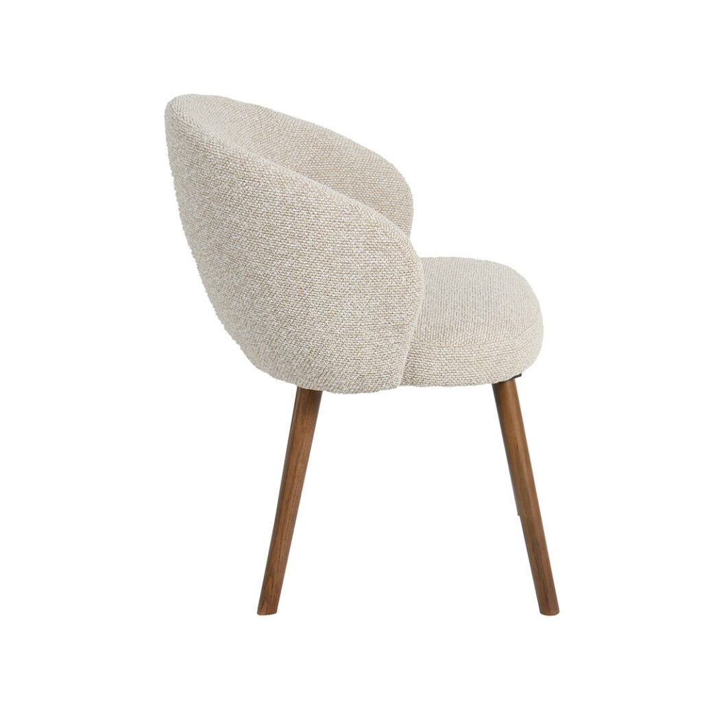 LABEL51 Eetkamerstoel Shiro - Naturel - Royal Boucle - Walnoot Houten Frame