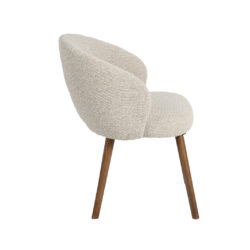 LABEL51 Eetkamerstoel Shiro - Naturel - Royal Boucle - Walnoot Houten Frame