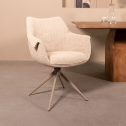 LABEL51 Eetkamerstoel Narumi - Naturel - Royal Boucle - Taupe Metalen Frame