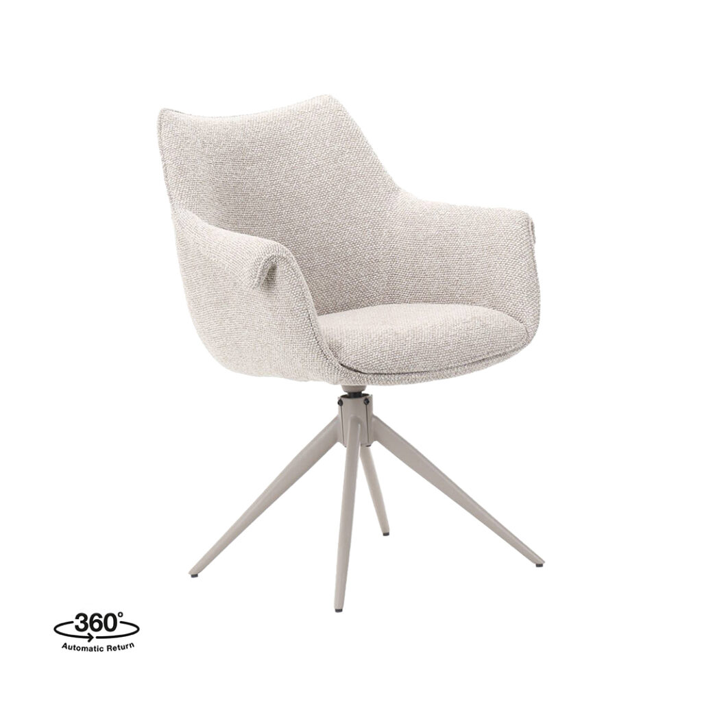 LABEL51 Eetkamerstoel Narumi - Naturel - Royal Boucle - Taupe Metalen Frame