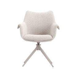 LABEL51 Eetkamerstoel Narumi - Naturel - Royal Boucle - Taupe Metalen Frame