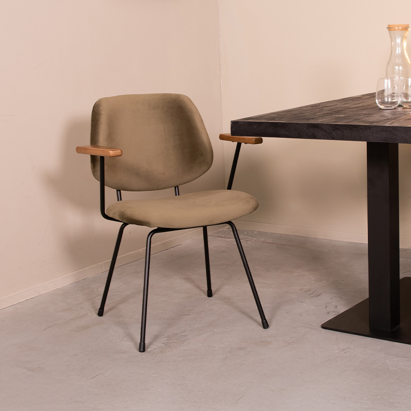 pro_96723_img_8814185 LABEL51 Eetkamerstoel Gastron - Hunter - Fluweel - Zwart Metalen Frame