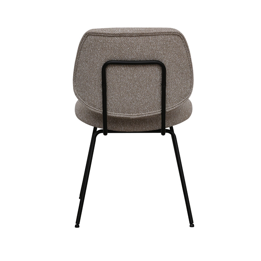 LABEL51 Eetkamerstoel Ravenna - Naturel - Royal Boucle - Zwart Metalen Frame