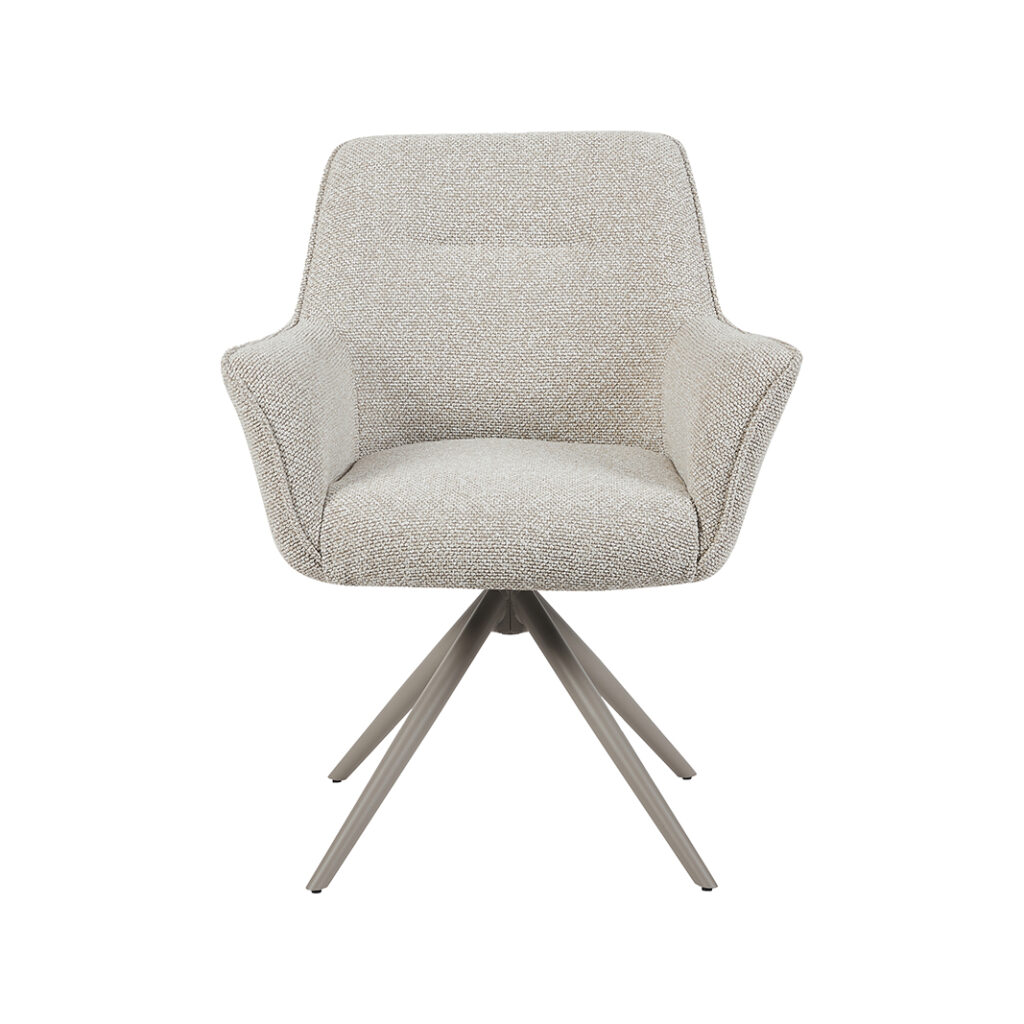 LABEL51 Eetkamerstoel Kimora - Naturel - Royal Boucle - Taupe Metalen Frame