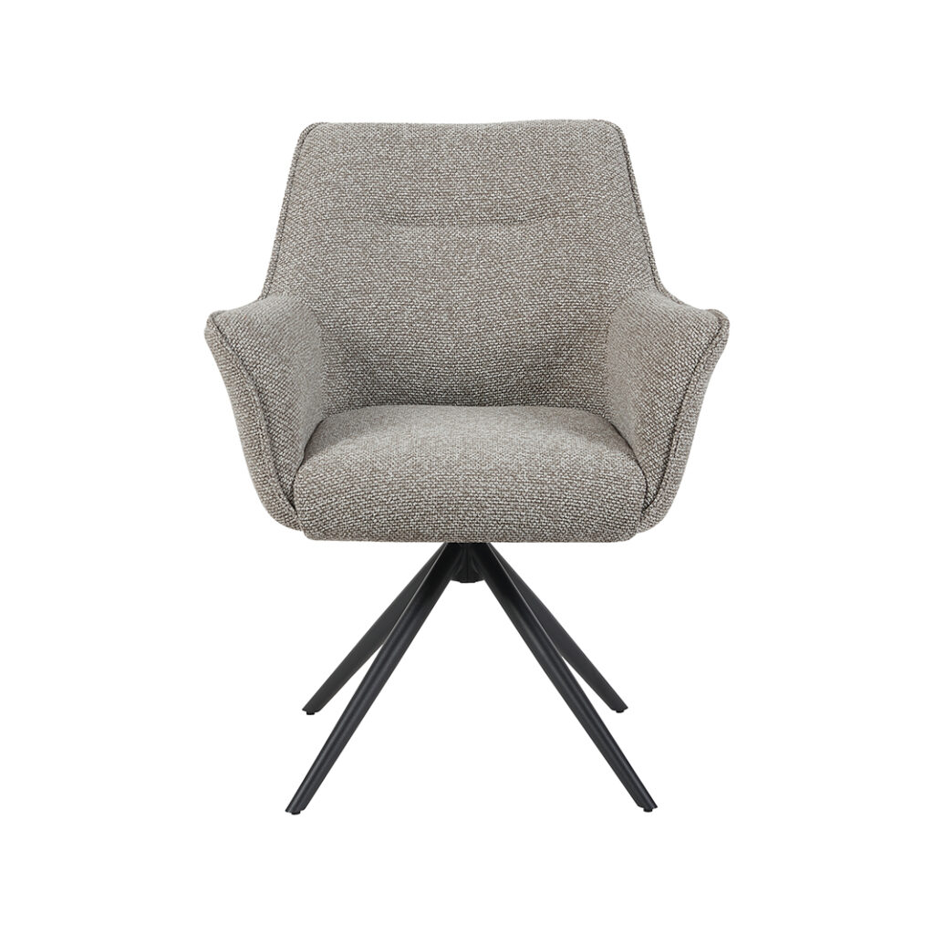 LABEL51 Eetkamerstoel Kimora - Mushroom - Royal Boucle - Zwart Metalen Frame