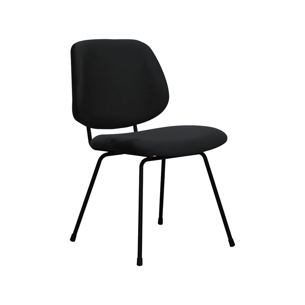LABEL51 Eetkamerstoel Bello - Zwart - Fluweel - Zwart Metalen Frame