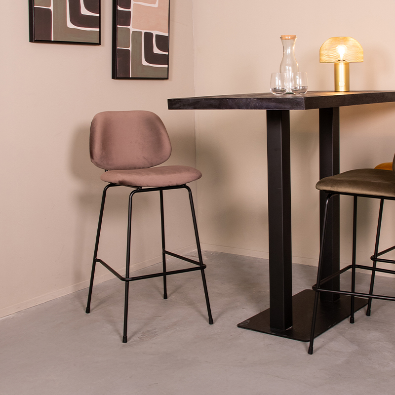 pro_96751_img_8812337 LABEL51 Barkruk Bello - Taupe - Fluweel - Hoog