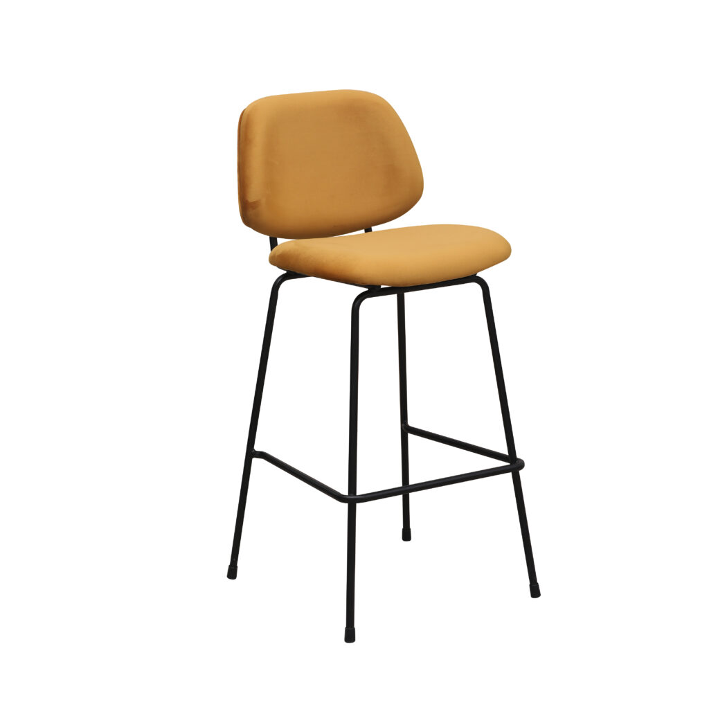 pro_96753_img_8812332 LABEL51 Barkruk Bello - Oker - Fluweel - Hoog