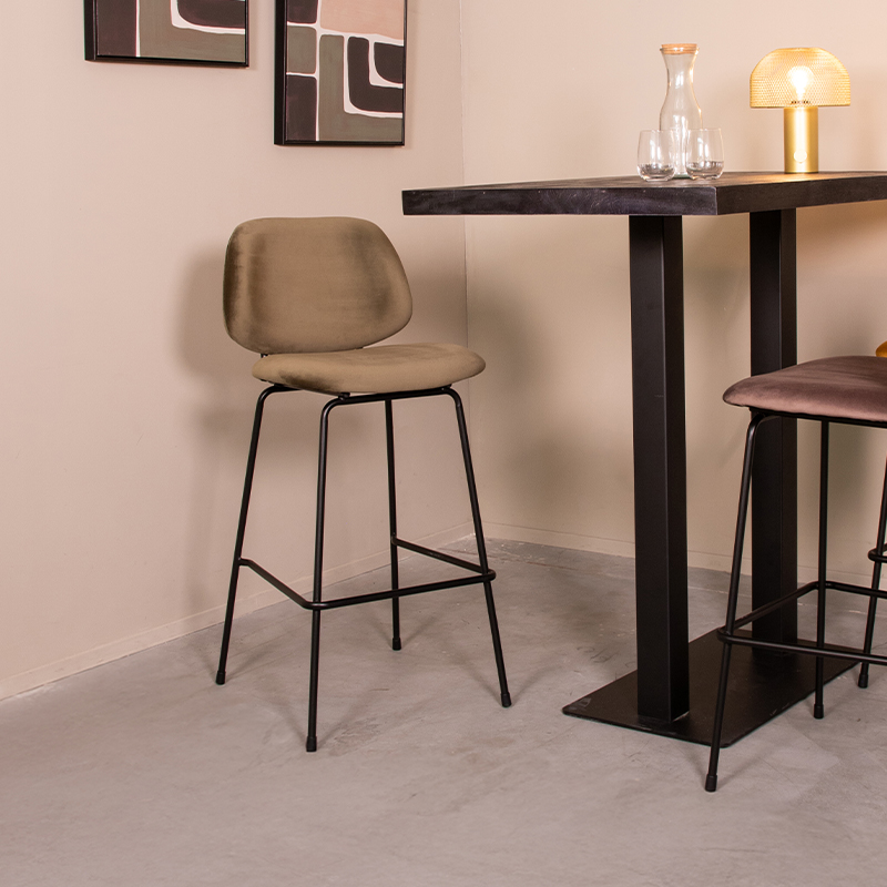 LABEL51 Barkruk Bello - Hunter - Fluweel - Hoog